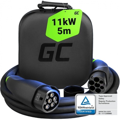 Green Cell EVKABGC03 Snap Кабел EV Type 2 11kW 5m 16A Tesla Model Y 3 S X, Kia EV6, VW ID. 4, ID. 5, BMW i4, iX, Ford Mach-E (EVKABGC03)