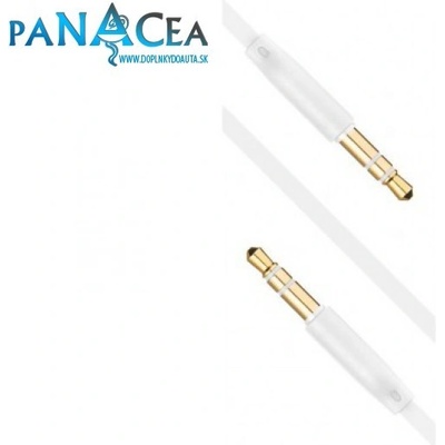 Kábel AUX audio plochý FIXED s konektormi 2x3,5 mm jack, biely