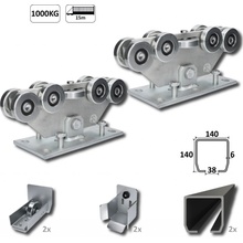 GRANDE-9 samonosný systém 140x140x6mm pro posuvné brány do 1000kg / 15m otvor (C399G/Fe 2x 6 m černý profil, C3999G 2ks, C396G 2ks, C397G 2ks), intenzivní provoz