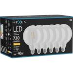 Mexen Vintis 6x LED филаментна крушка E27, G125, 6W, Топла - 2700K, 720 lm, прозрачна (L158-E27-0627-00x06)