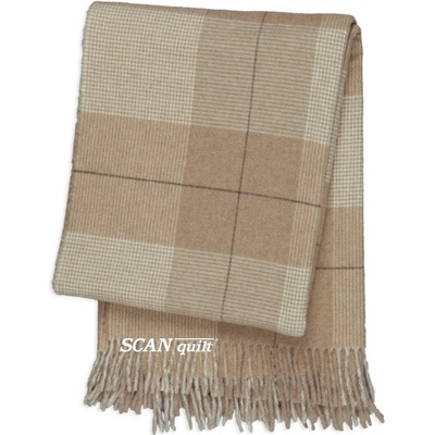 SCANquilt vlněný pléd DELI WOOL kostka béžová střední 130x200
