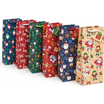 Crelando Vianočné darčekové tašky 6 ks Lístky 17x9x22 cm