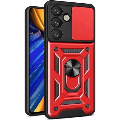 HQWear Hybrid Armor Camshield с капак на камерата и метален пръстен за Samsung Galaxy S25 - червен (5907769367779)