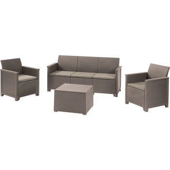 KETER ELODIE 3 SOFA SET SMOOTH ARMS WITH CLASSIC TABLE cappuccino/piesková (254086)
