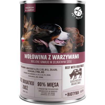 PetRepublic Adult kúsky v omáčke s hovädzím mäsom a zeleninou 1250 g