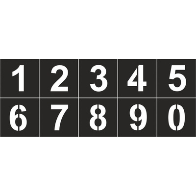 Sada šablony číslic "0-9" vodorovné značení Sada šablony číslic "0-9" vodorovné značení 235 x 235 mm výška číslice: 160 mm 24933 – Zboží Mobilmania