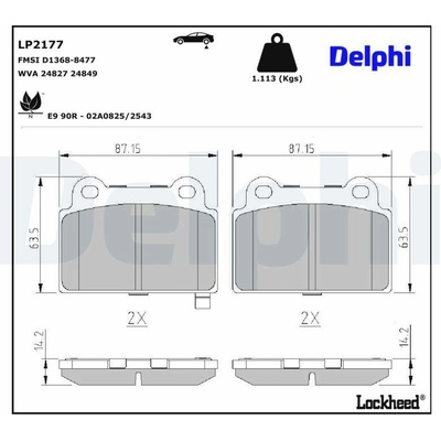 Sada brzdových platničiek kotúčovej brzdy DELPHI LP2177