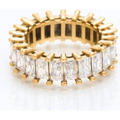 franco bene Pozlacený Crystal prsten bílý | 1574 1574 7