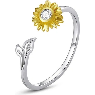 For Silver Prsten Slunečnice s lístky Stříbro