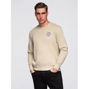 Ombre Clothing Мъжки суитшърт с нашивка - бежов V3 B1713 Ombre Clothing Ombre Clothing | Bezhov | МЪЖЕ | S