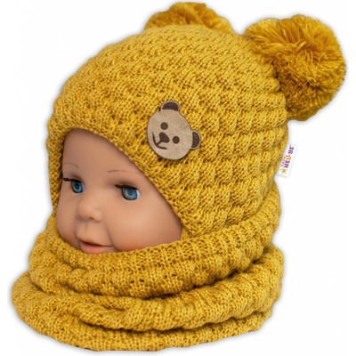 BABY NELLYS Pletený nákrčník komínok horčicový