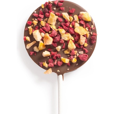 DP chocolate Lízanka z mliečnej čokolády s mangom a malinami 20 g