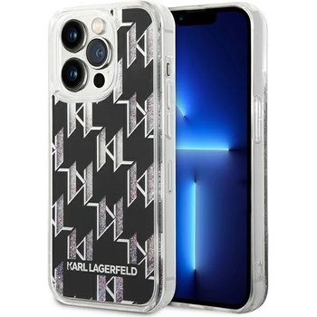 KARL LAGERFELD Кейс Karl Lagerfeld KLHCP14LLMNMK за iPhone 14 Pro 6.1"", твърд, черен / черен, Liquid Glitter Monogram (KXG0036809)