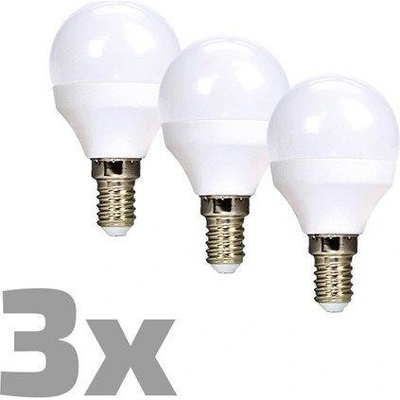 Solight ECOLUX LED žiarovka 3-pack, miniglobe, 6W, E14, 3000K, 450lm, biele prevedenie, 3ks