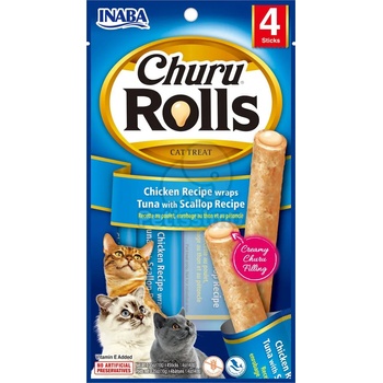 INABA Cat Churu Rolls - риба тон и кралска мида 4 x 10 г