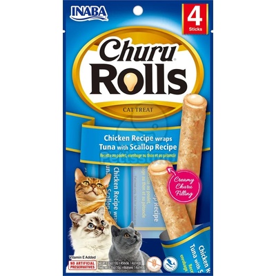 INABA Cat Churu Rolls - риба тон и кралска мида 4 x 10 г