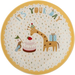 Bloomingville Mini Жълта/кремава глинена детска чиния ø 16 cm Celebrate - Bloomingville Mini (82072665)