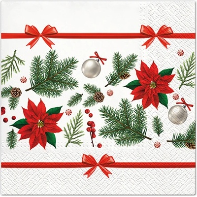 TaT Ubrousky Festive Poinsetia 33x33cm