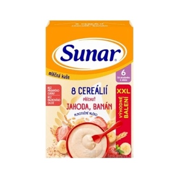 Sunar mliečna kaša s 8 cereáliami jahoda, banán XXL 340 g