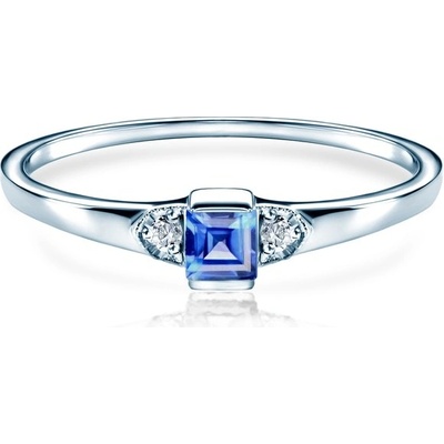 Savicki Zásnubný prsteň biele zlato modrý zafír diamanty SAVSP5094NSZ