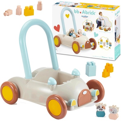 Écoiffier Baby Walker Chodítko auto BB Abrick s úložným prostorem a kostkami 17 dílů