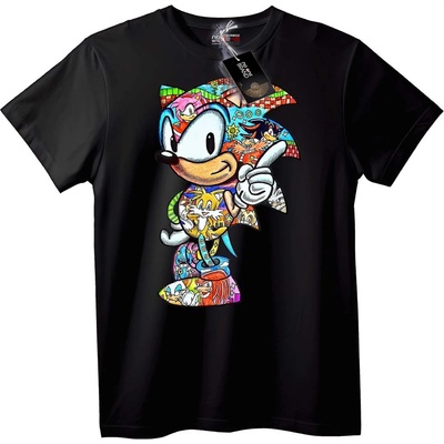 NOONEBRAND Тениска с Цветен Колаж на Mickey & Friends - XS, Black