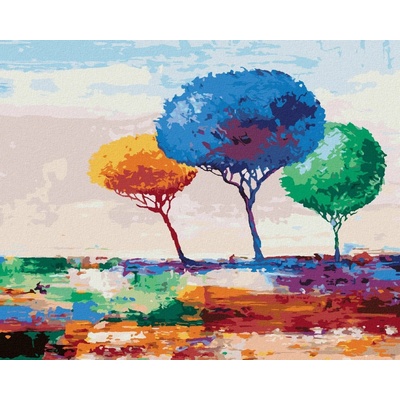 Diamondi Diamantové maľovanie - TRI FAREBNÉ STROMY Rámovanie: bez rámu a bez vypnutia plátna, Rozmer: 40x50 cm