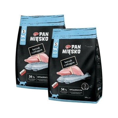 PAN MIĘSKO Kurčak s pstruhom pre mačky chrumkavé 2 x 0,4 kg