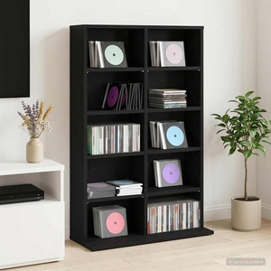 vidaXL Кабинет за CD Черен дъб 65 x 23, 5 x 97, 5 см Инженерна дървесина (8012676)