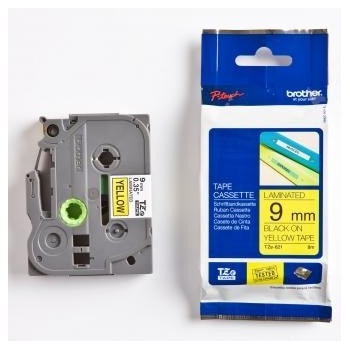 Brother TZ-621 / TZe-621, 9mm x 8m, черен печат / жълт фон, оригинална лента (TZE621)