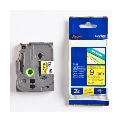 Brother TZ-621 / TZe-621, 9mm x 8m, черен печат / жълт фон, оригинална лента (TZE621)