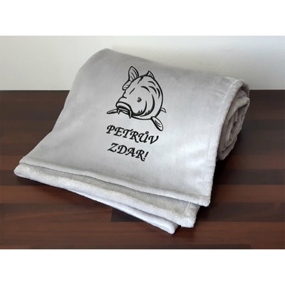 Povlečení Plus Deka pro rybáře Kapr + Petrův zdar šedá 150x200