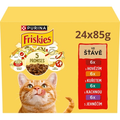 Friskies s kuřetem hovězím jehněčím kachnou ve šťávě 24 x 85 g