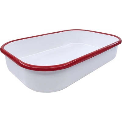 Voltz Тава за печене Oliver Voltz OV51222KS37, Правоъгълна, 37 см, Емайлирана стомана, Индукция, Бял/червен (5V1222KS37)