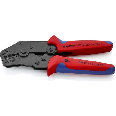 KNIPEX Клещи за кримпване на BNC конектори RG59, закалени, синьо-червена ръкохватка 195мм, с пружина, Knipex (K975220)