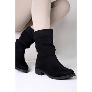 Moda Trend Дамски боти от велур - Черни #316853 (316853_Черно)