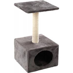 FLAMINGO Sassière Sassière Ecru Grey, катерушка и драскалка за коте, с къщичка, сива, 30х30х55 см, Белгия - 1031263