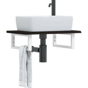 vidaXL Стенен рафт за мивка, стомана и масивно дърво дъб (3302580)