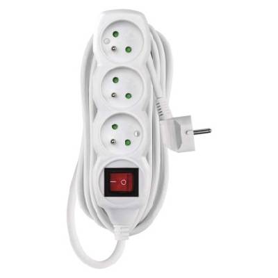 Emos P1317R, predlžovací kábel s vypínačom, 3 zásuvky, 7m, biely P1317R
