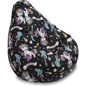 Pufrelax Пуф круша за деца 4-14 г. , 160л. , Nirvana Light, Unicorn Rock, Водоустойчив, Перящ се калъф, Пълнеж от Полистиролни перли, принт (PUF-G-NL-TEXP-UNI)