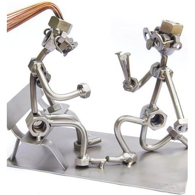 Kovová figurka Milenci s kytkou 15 cm
