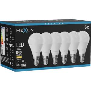 Mexen Nova 6x LED крушка E14, G45, 8W, Топло - 3000K, 840 lm - L101-E14-0830-01x06 (L101-E14-0830-01x06)