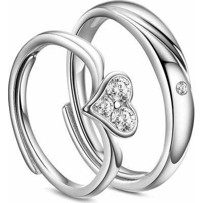 Nefertitis Sada rhodiovaných stříbrných prstenů Couple Rings NF63018