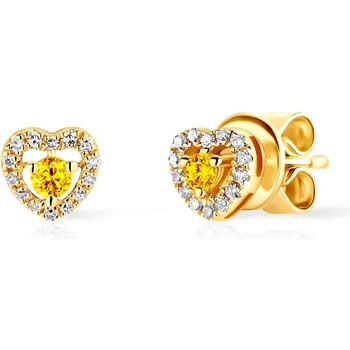 Image 1 of SAVICKI Обеци със сърце Savicki: злато, диаманти, жълт кварц