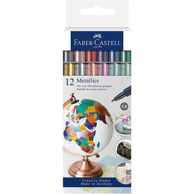 Faber-Castell Маркери, обли, металик, 1.5 mm, 12 цвята (1010160161)