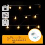 Aigostar - LED гирлянд 10xLED/3xAA 1, 5m топли бели снежинки (AI2223)