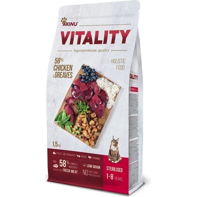 Akinu VITALITY cat Sterilised chicken & greaves 1,5 kg