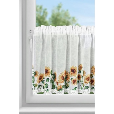 Takoy Záclonka HELIA z etamínu zdobená květinovým potiskem a krajkou 150 x 60 cm-HF-431706 | 150 x 60 cm