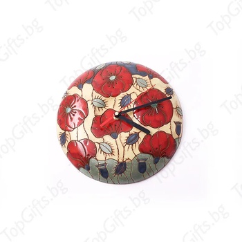 Image 1 of Стенен часовник с макове керамичен