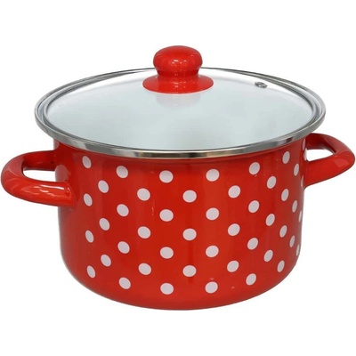 GERIMPORT hrnec s pokličkou 20 cm 2,65 l červený s bílými puntíky